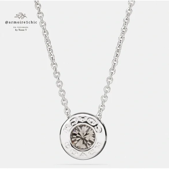 COACH | Open Circle Stone Necklace | Silver Toned - Picture 5 of 5